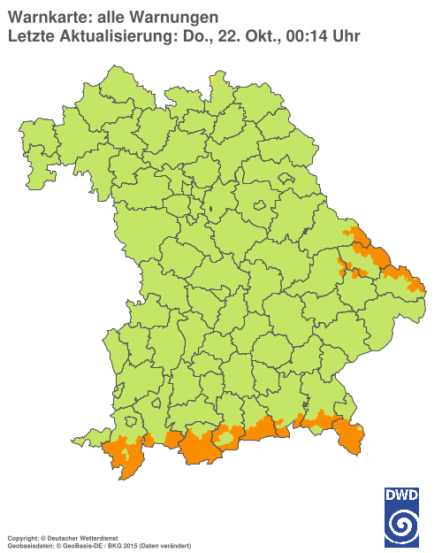 Aktuelle Warnkarte: Bayern