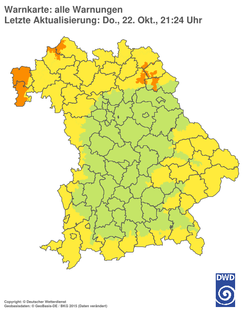 Aktuelle Warnkarte: Bayern