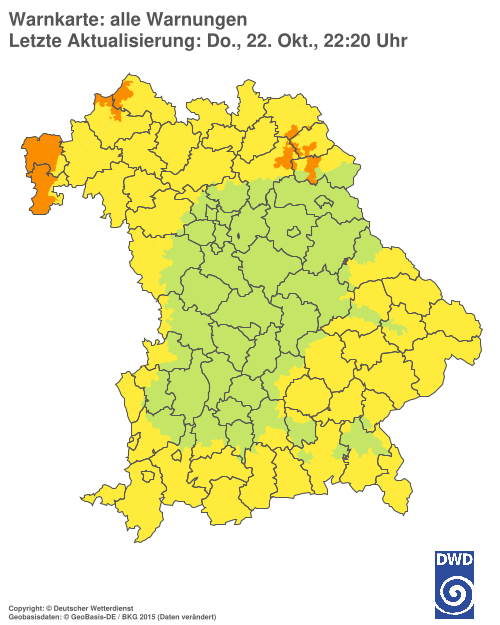 Aktuelle Warnkarte: Bayern