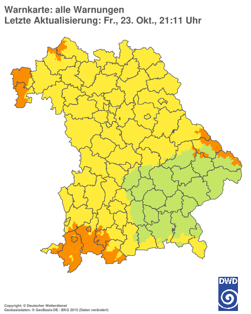 Aktuelle Warnkarte: Bayern