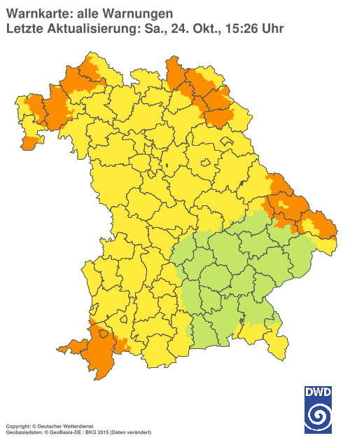 Aktuelle Warnkarte: Bayern