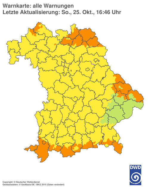 Aktuelle Warnkarte: Bayern