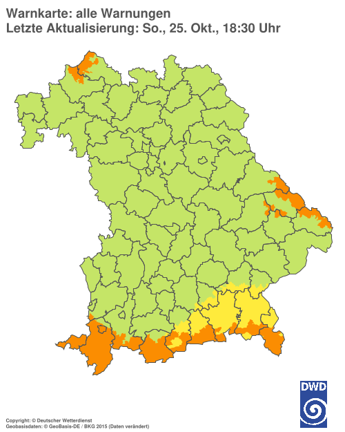 Aktuelle Warnkarte: Bayern