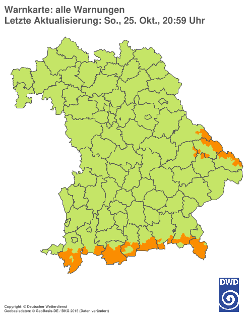 Aktuelle Warnkarte: Bayern