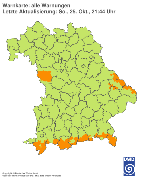 Aktuelle Warnkarte: Bayern