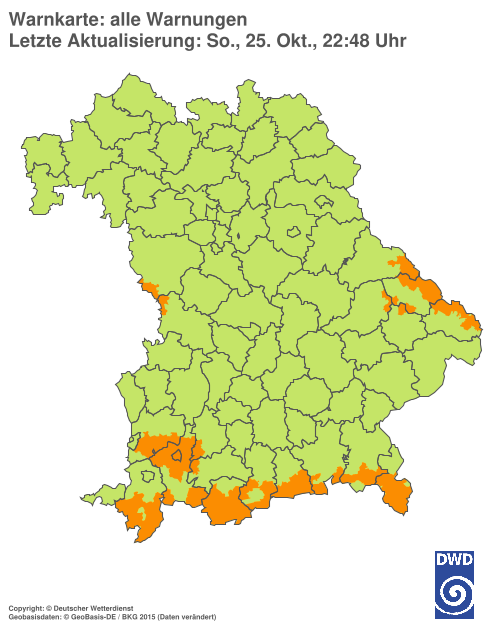 Aktuelle Warnkarte: Bayern