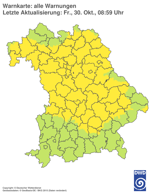 Aktuelle Warnkarte: Bayern